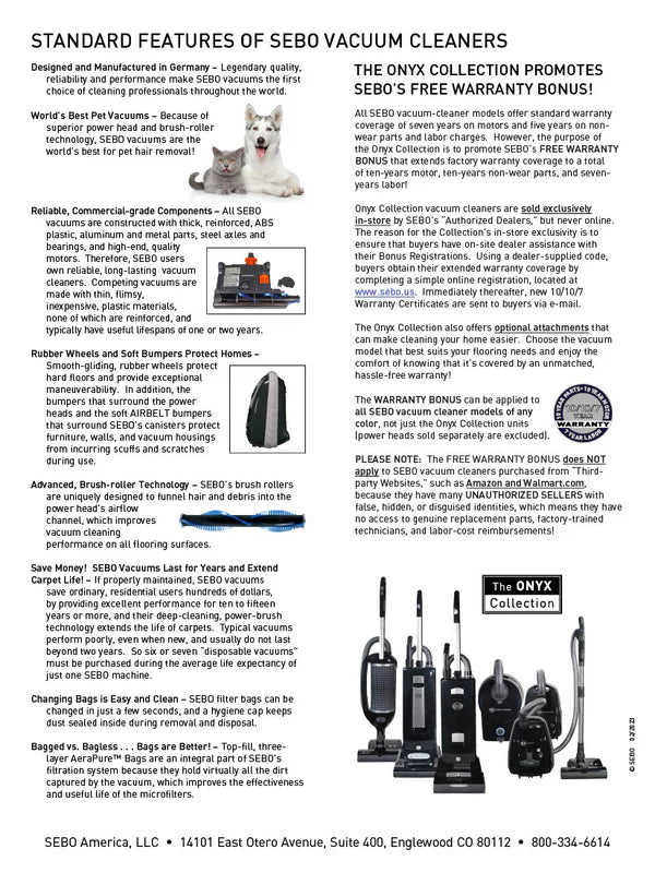 SEBO AIRBELT E3 PREMIUM CANISTER