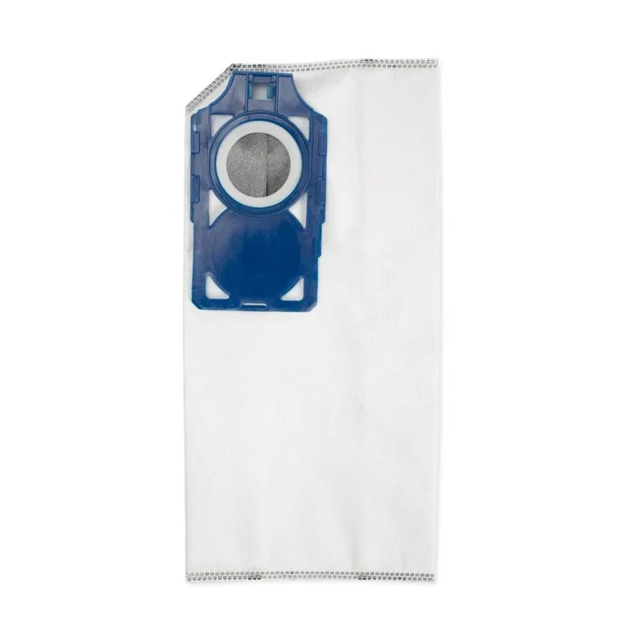 R30D Charcoal-Lined HEPA Media Bags with white fabric bodies, blue plastic connector frames, and circular inlet filters.