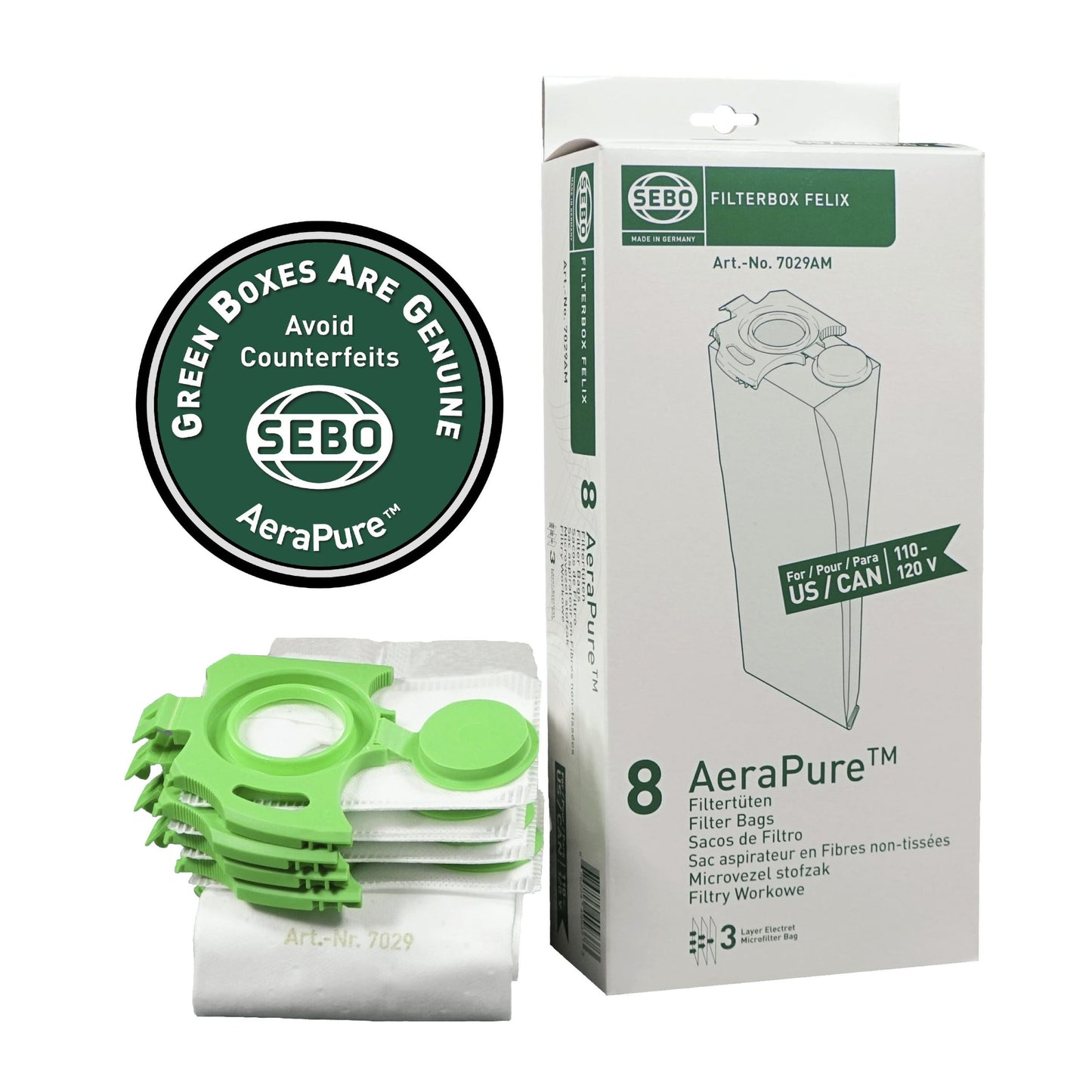 Sebo - Felix and Dart ULTRA 7029AM 8-Pack NEW Cloth Bag
